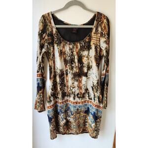 I Am Alberto Makali Beaded Print Mini Dress Med EUC Vtg 90's Paisley Snake EUC